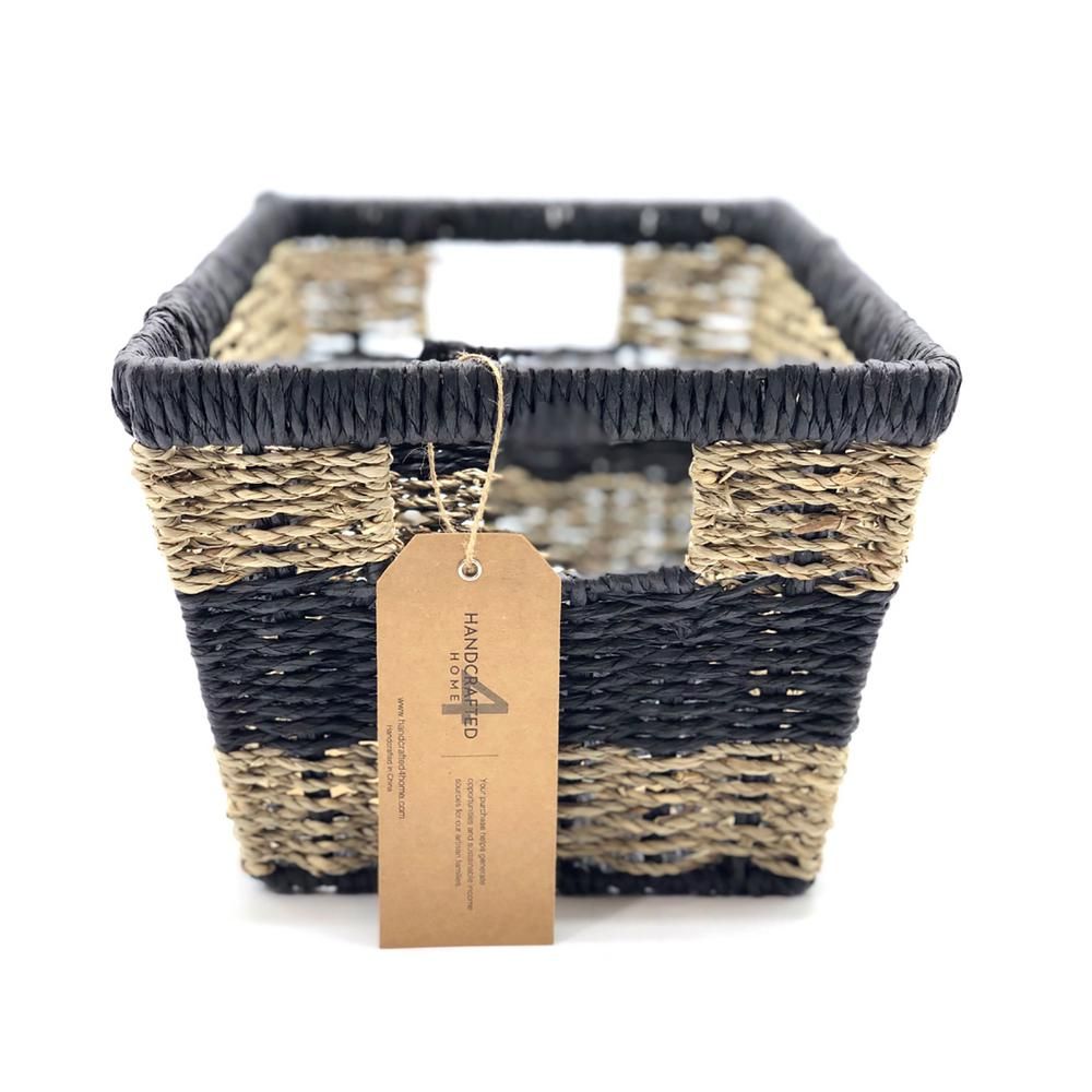 Handcrafted 4 Home 12.75 in. W x 9 in. D x 7 in. H Modern Shelf Wicker Baskets (Set of 2), Multi-Col | The Home Depot