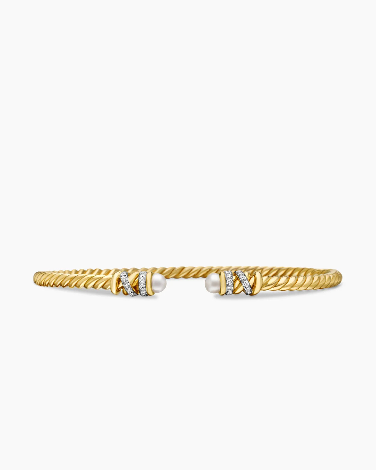 David Yurman | Petite Helena Cablespira Bracelet in 18K Yellow Gold with Diamonds, 3mm | David Yurman