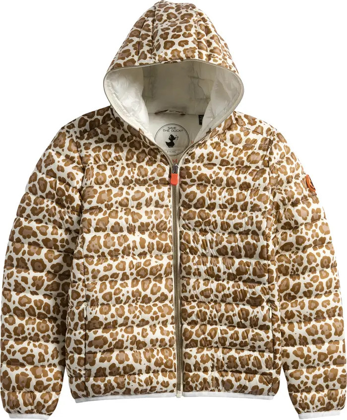 Save The Duck Kids' Leopard Print Hooded Puffer Jacket | Nordstrom | Nordstrom