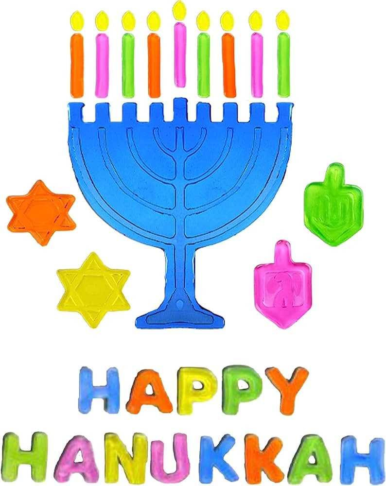 The Dreidel Company Hanukkah Window Gel Clings Menorah and Dreidel Decoration, Happy Hanukkah (Ha... | Amazon (US)