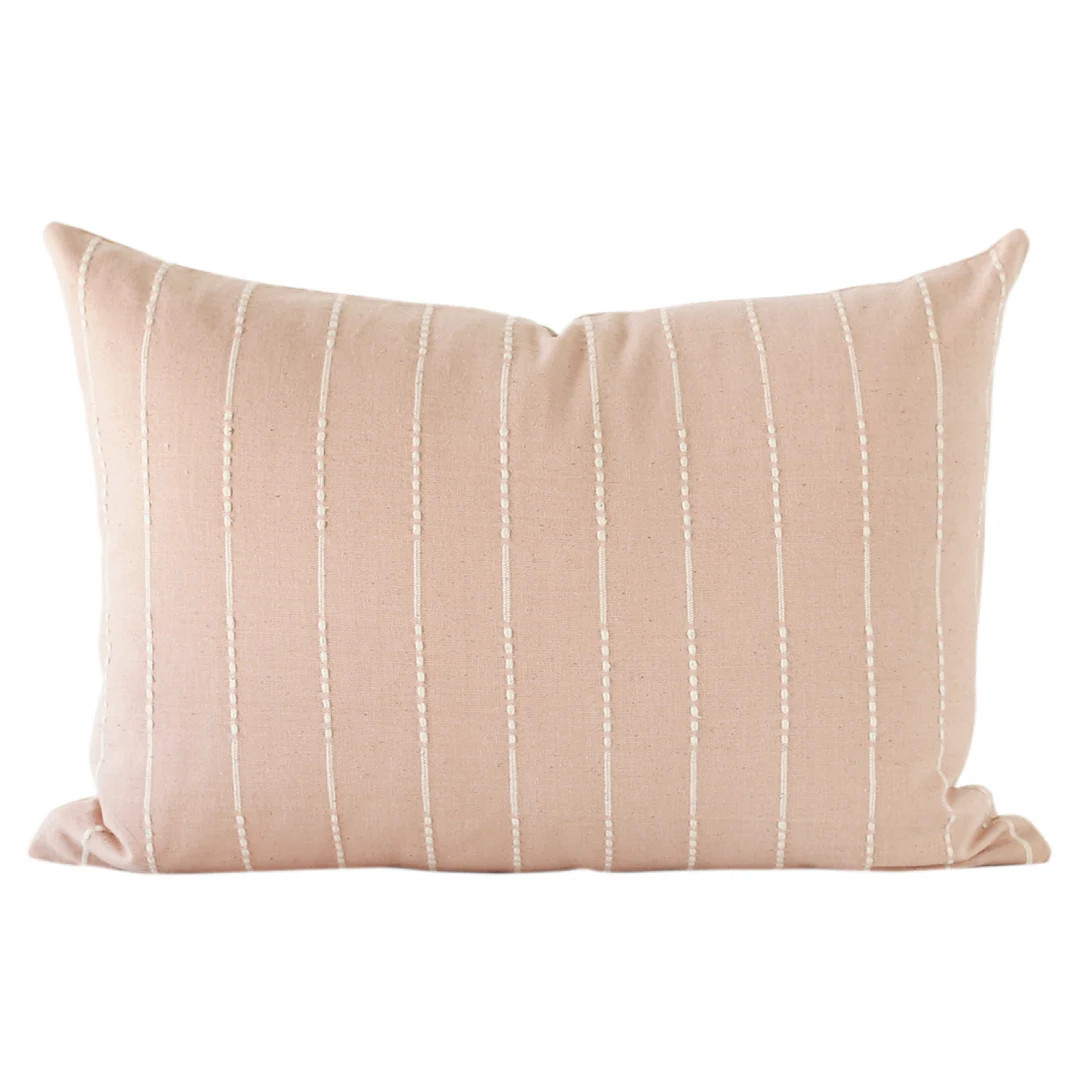 Blush Stripe Linen Throw Pillow Cover Nude Throw Pillow Boho - Etsy | Etsy (US)