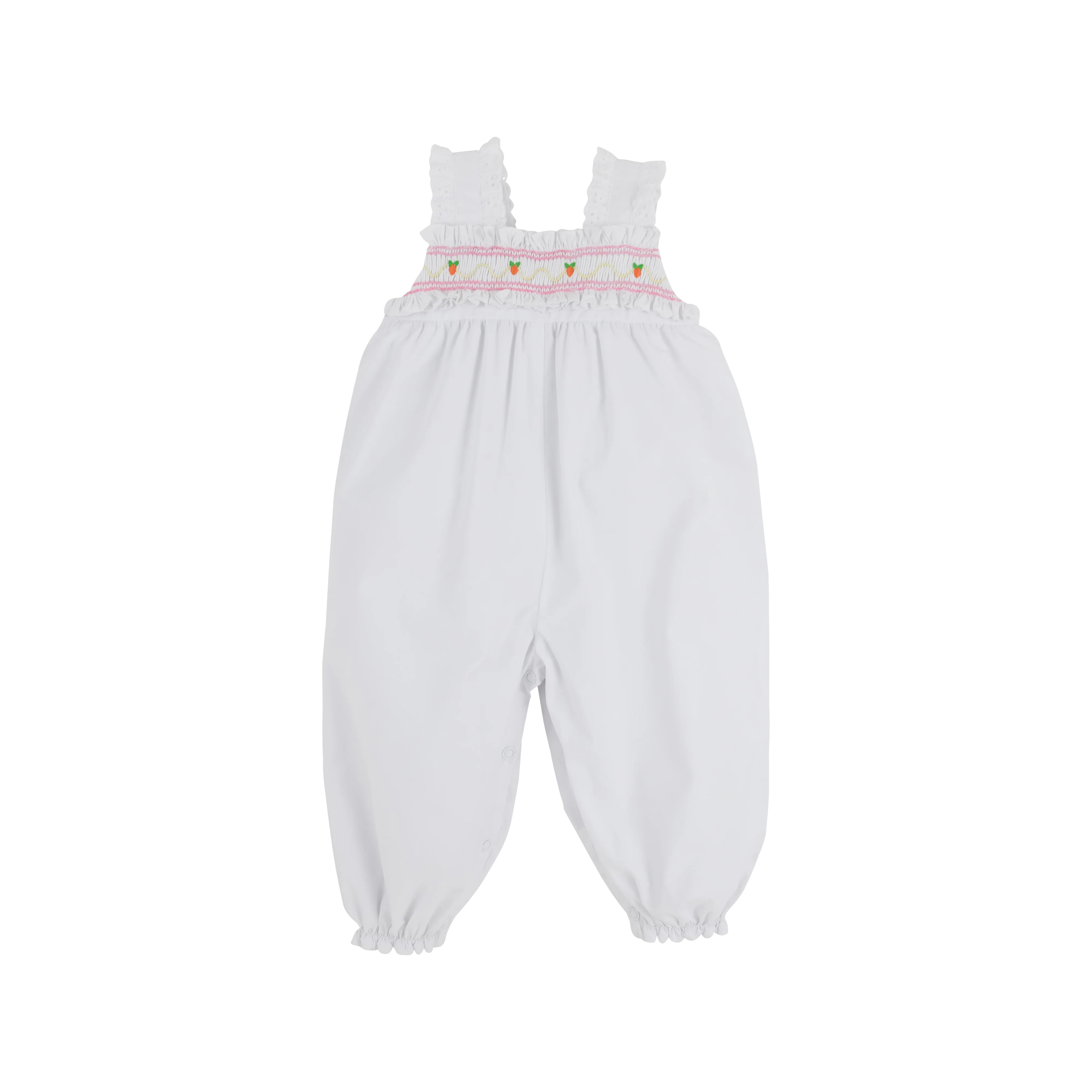 Ritzy Romper - Worth Avenue White with Carrot Smocking | The Beaufort Bonnet Company