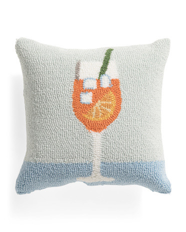 14x14 Aperol Spritz Hooked Pillow | TJ Maxx
