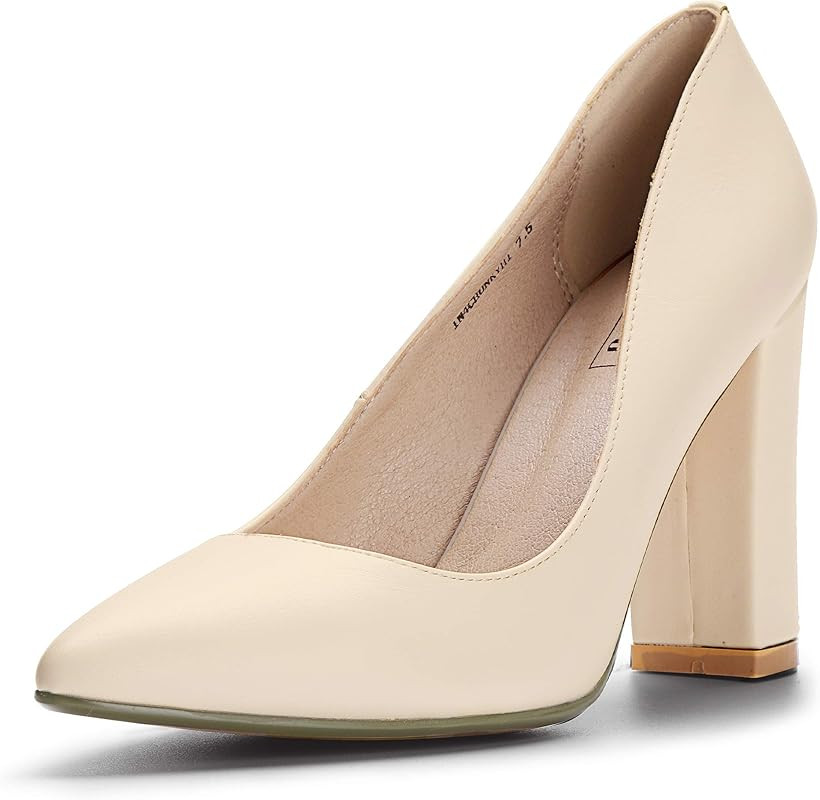 IDIFU Women's IN4 Chunky-HI Block High Heels Closed Pointed Toe Pumps Dress Office Shoes for Wome... | Amazon (US)