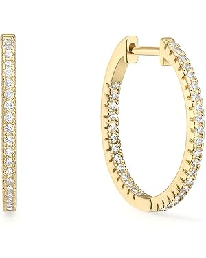 14K Gold Filled Hoop Earrings,925 Sterling Silver Huggie Earrings Hoops Earrings Trendy Chunky CZ... | Amazon (US)