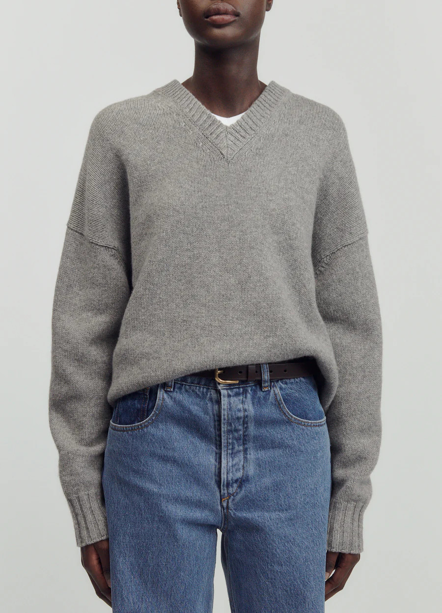 Balla Geelong Slouch V-Neck in Grey | &Daughter