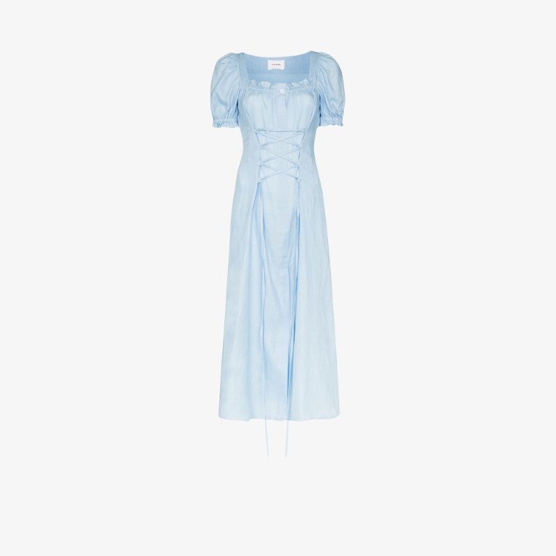 Sleeper Womens Blue Corset-detail Midi Dress | Browns Fashion