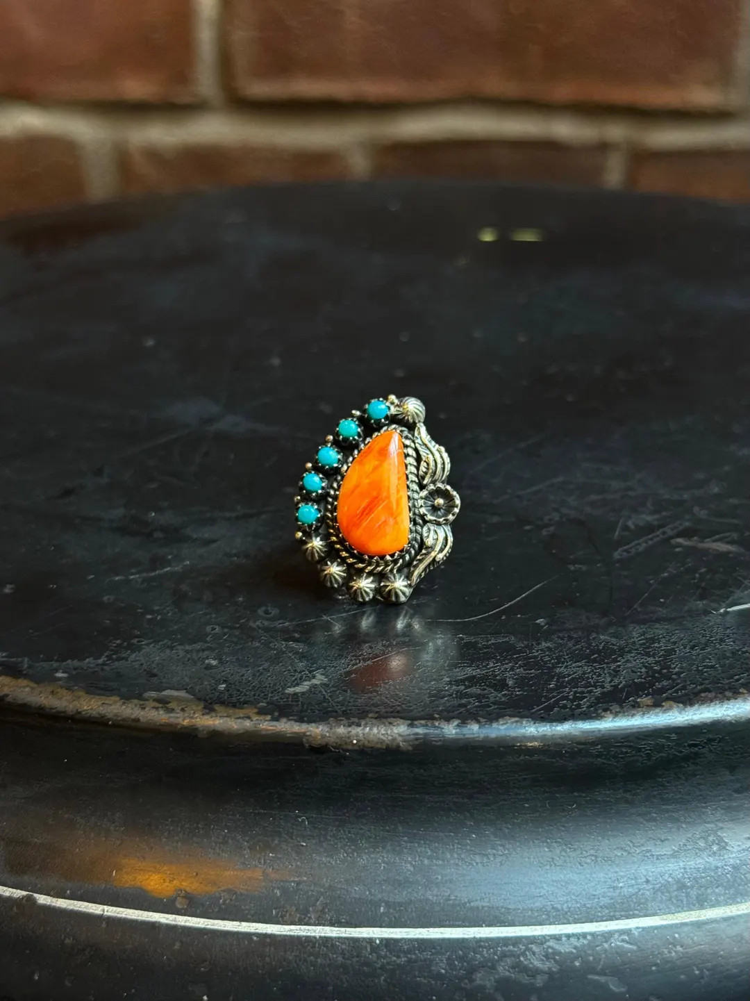 Spiny Oyster Turquoise Floral Ring Size 6 C469 | Etsy (US)