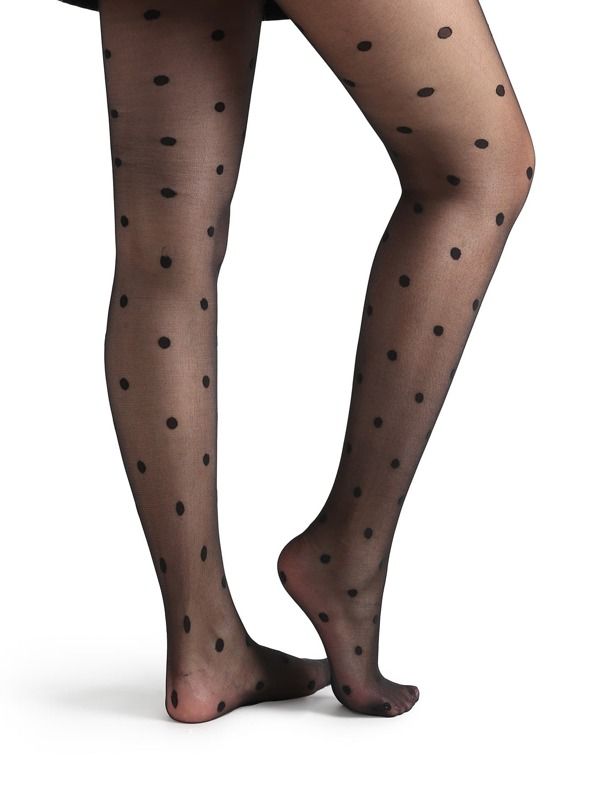 Black Polka Dot Pattern Sheer Mesh Pantyhose Stockings | SHEIN