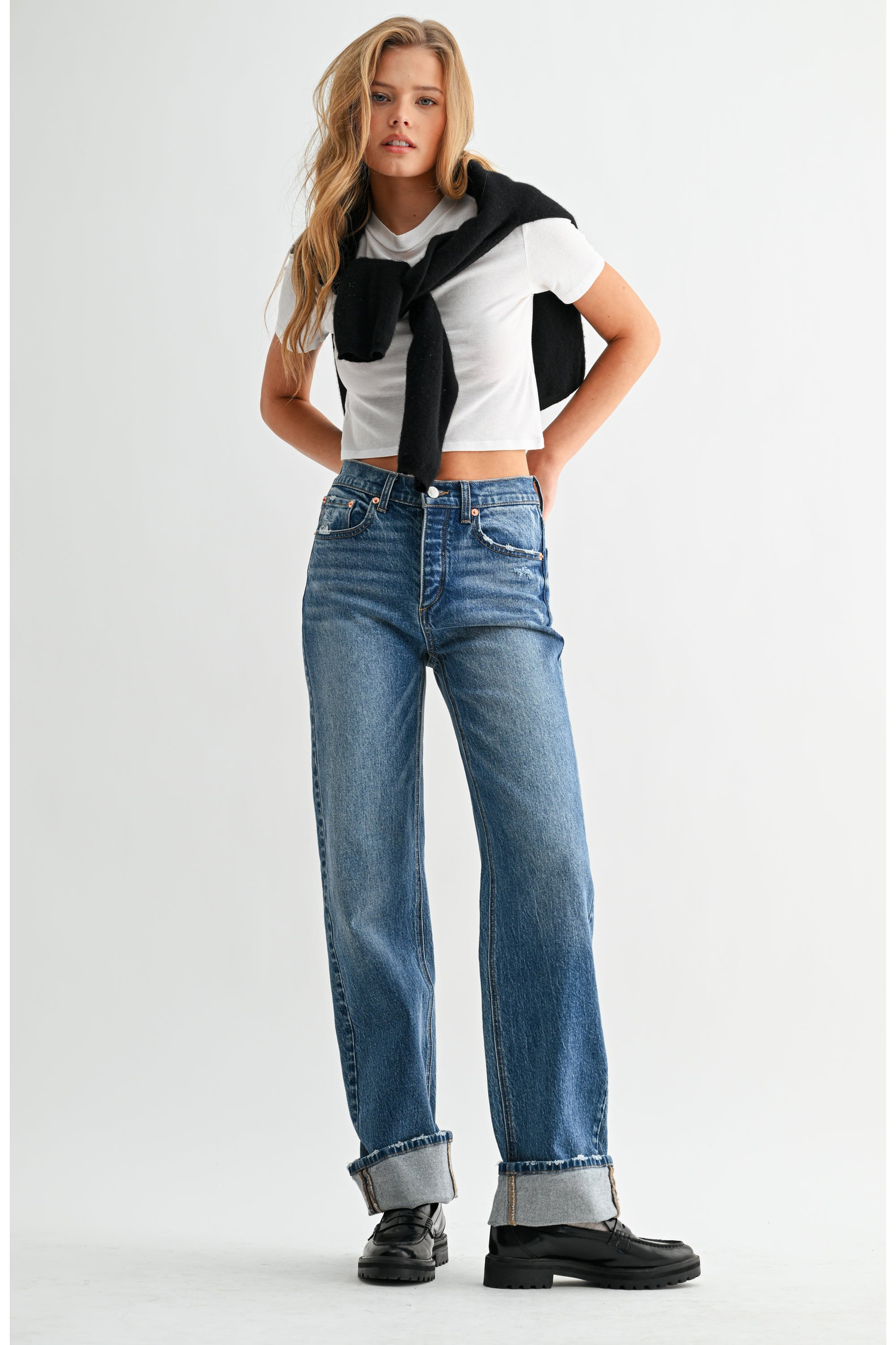 Jemina Denim Cuffed Wide Leg Jeans (Women) | Nordstrom | Nordstrom