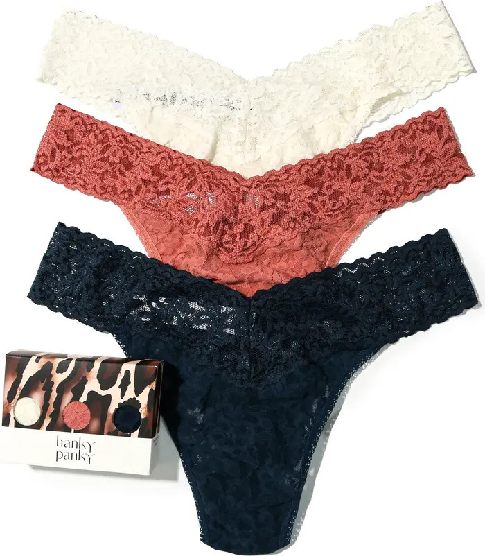 Assorted 3-Pack Lace Original Rise Thongs | Nordstrom