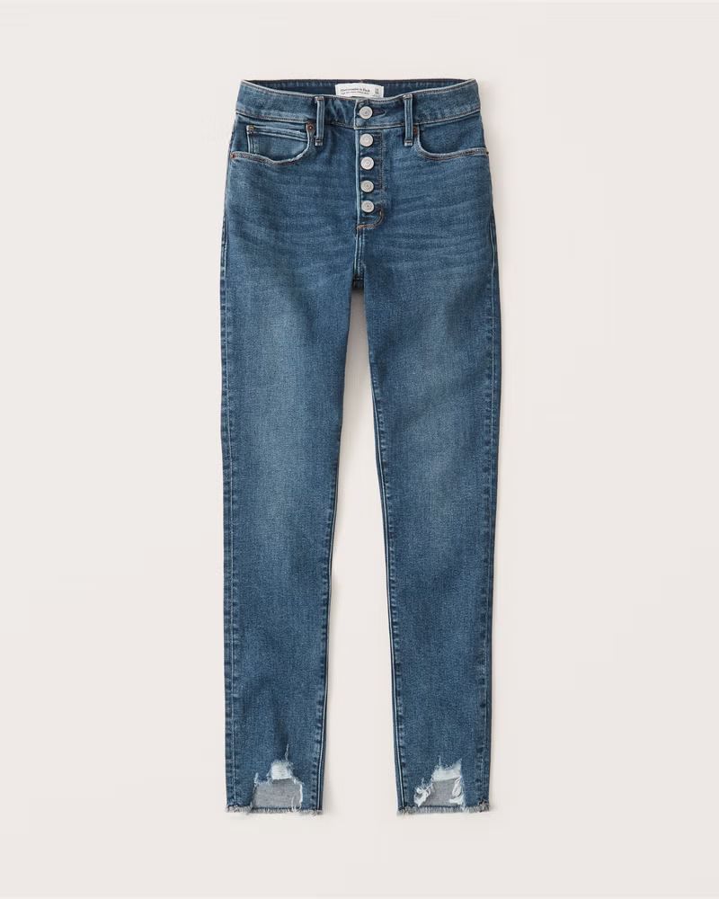 Women's Ripped High Rise Super Skinny Ankle Jeans | Women's Bottoms | Abercrombie.com | Abercrombie & Fitch (US)