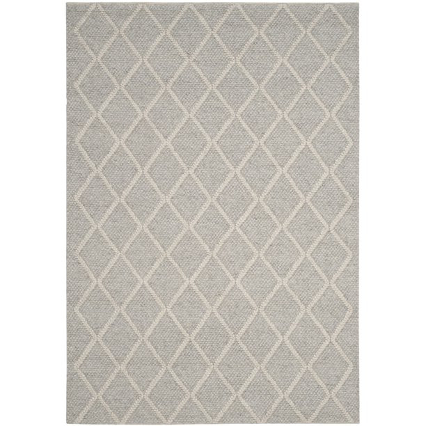 SAFAVIEH Natura Tracery Geometric Diamonds Wool Area Rug, Silver/Ivory, 4' x 6' - Walmart.com | Walmart (US)
