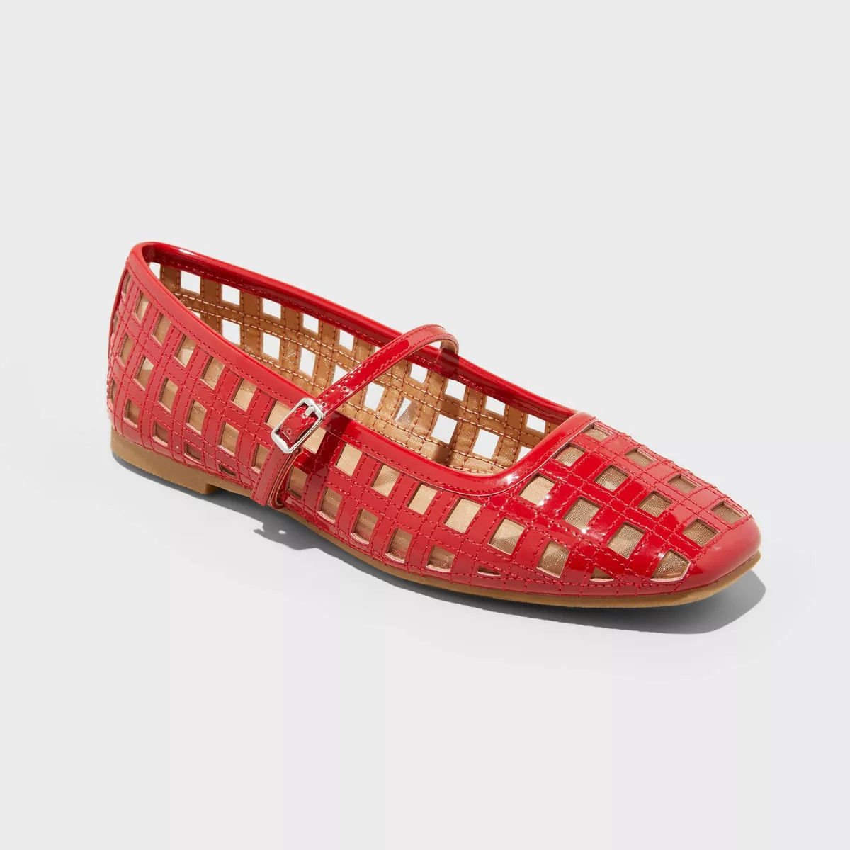 Women's Lorelei Woven Mary Jane Flats with Memory Foam Insole - Wild Fable™ Red 8: Buckle Closu... | Target