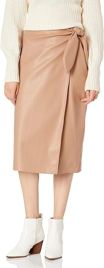 The Drop Women's Manon Vegan Leather Wrap Front Midi Skirt | Amazon (US)