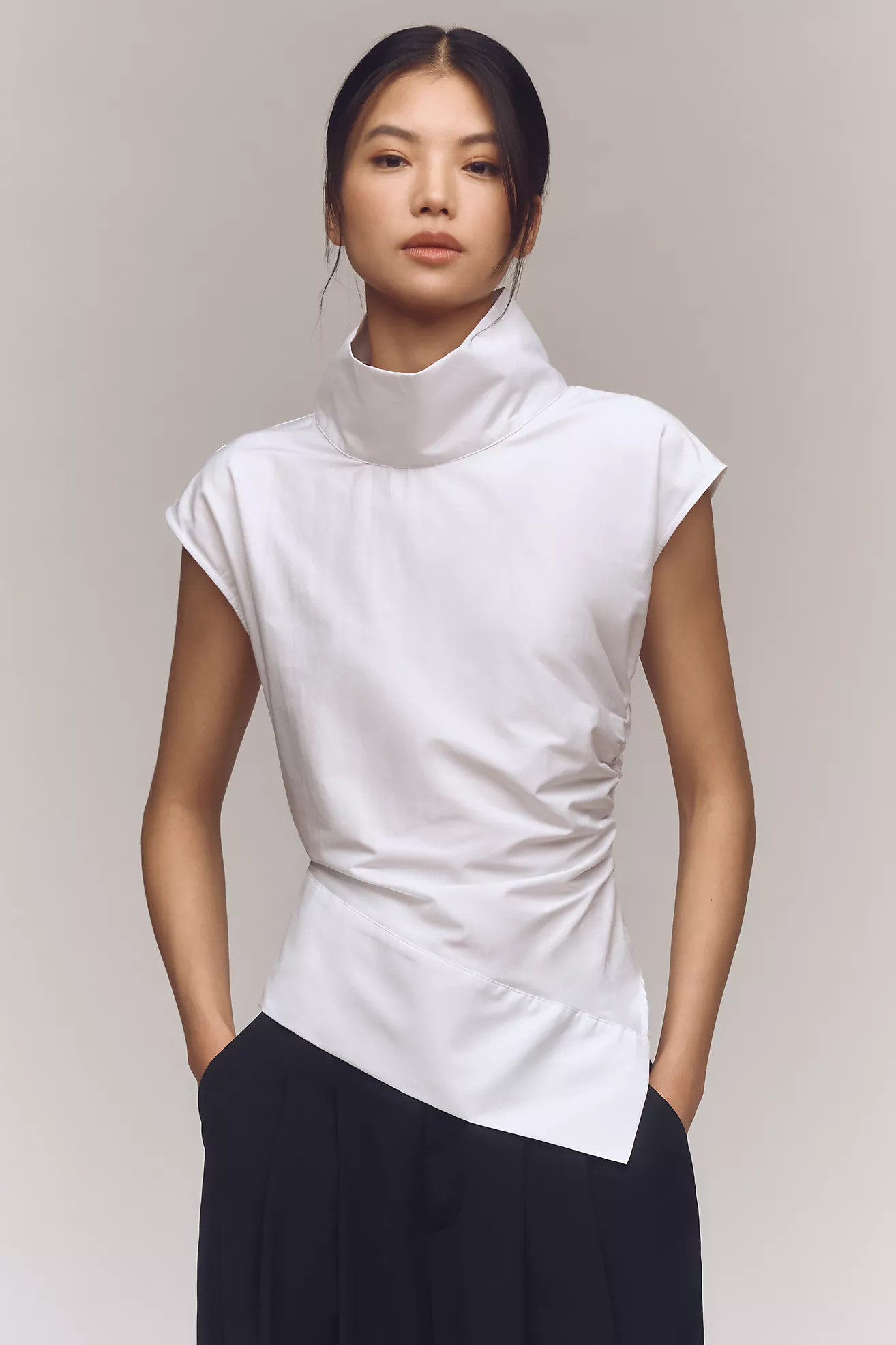 Maeve Mock-Neck Asymmetrical Muscle Top | Anthropologie (US)