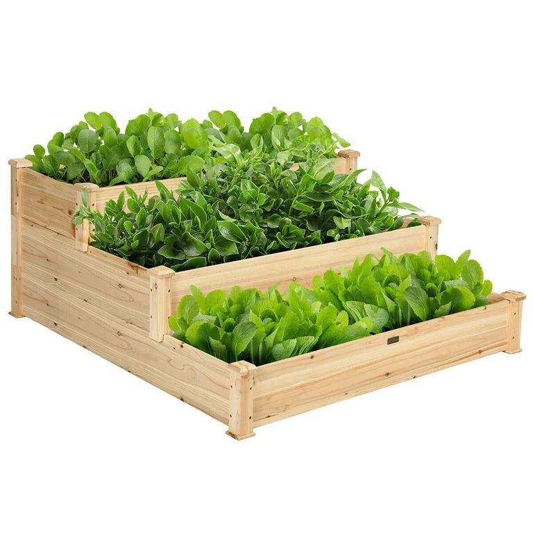 Costway Wooden Raised Vegetable Garden Bed 3 Tier Elevated Planter Kit Outdoor Gardening | Walmart (US)