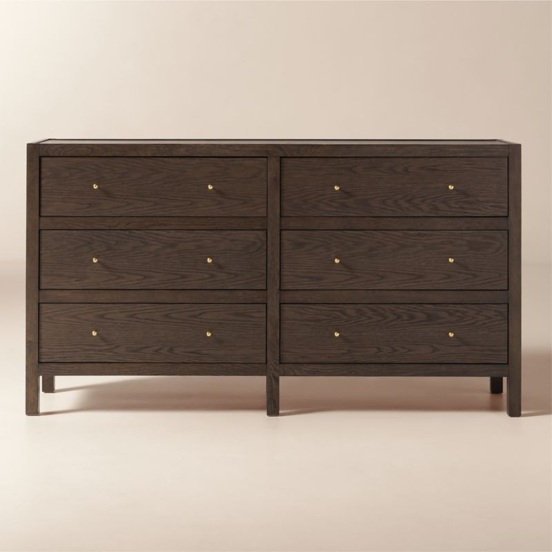 Layton 70" Dark Oak 6-Drawer Dresser | CB2