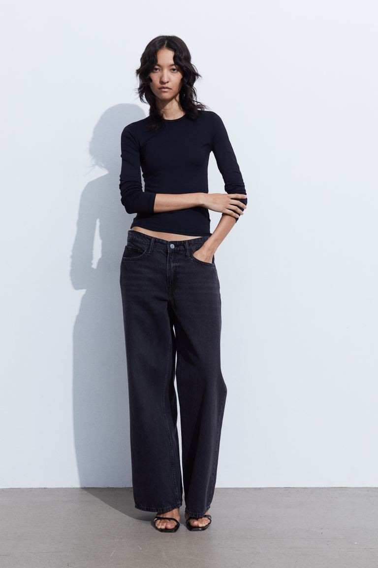 Jersey top - Black - Ladies | H&M GB | H&M (UK, MY, IN, SG, PH, TW, HK)