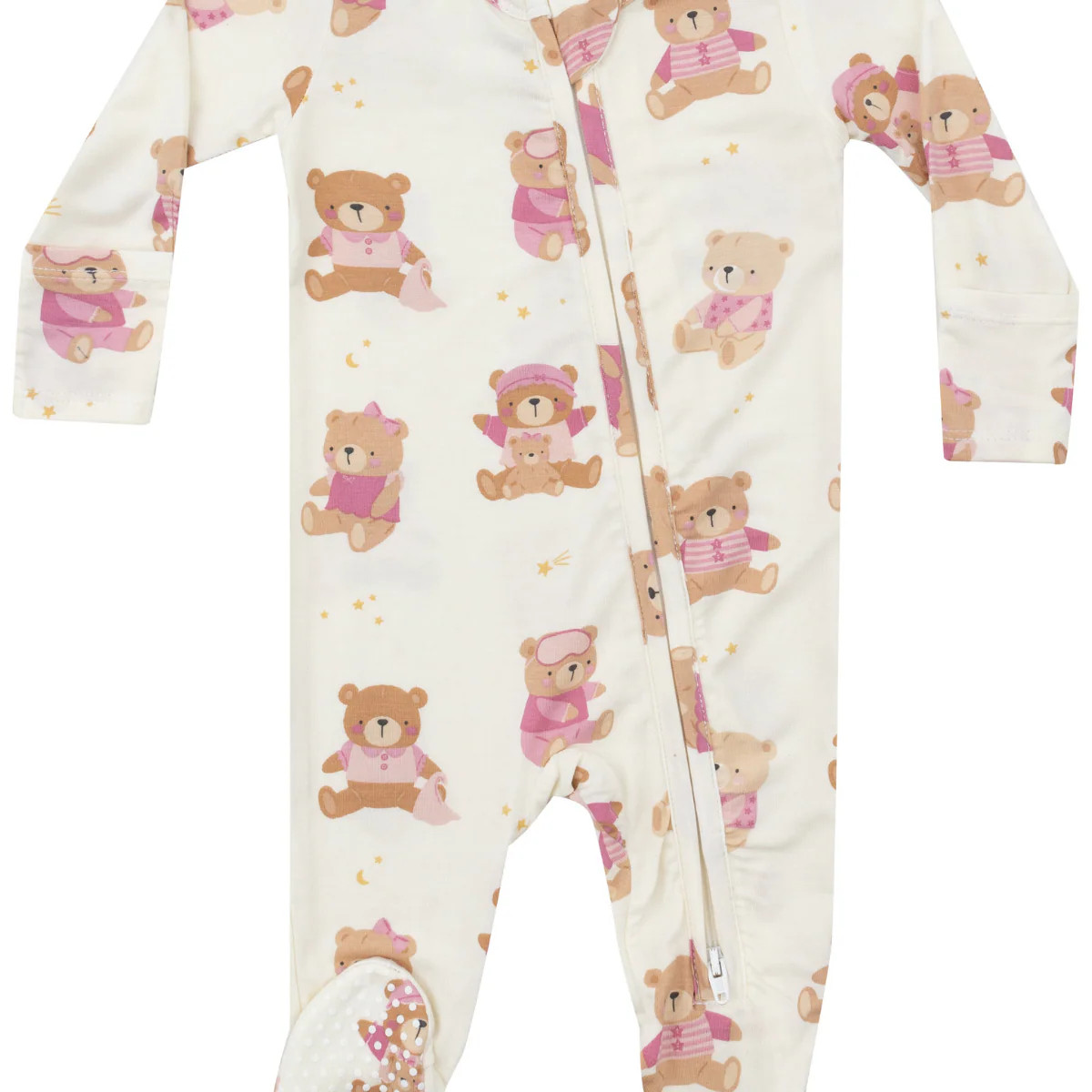 2-Way Zip Footie, Teddy Bears Pink | SpearmintLOVE