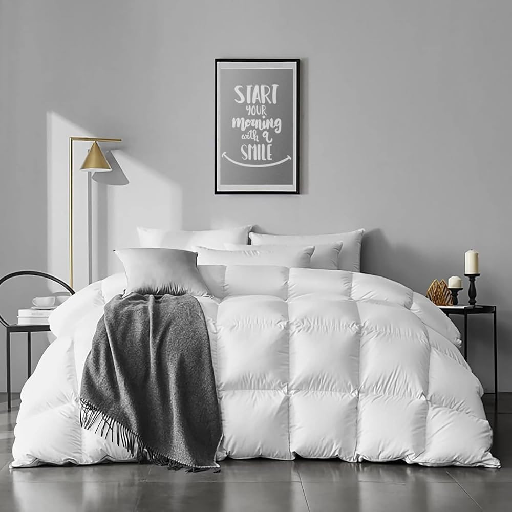APSMILE Queen Size Feathers Down Comforter - Ultra Soft All Seasons 100% Organic Cotton Feathers ... | Amazon (CA)