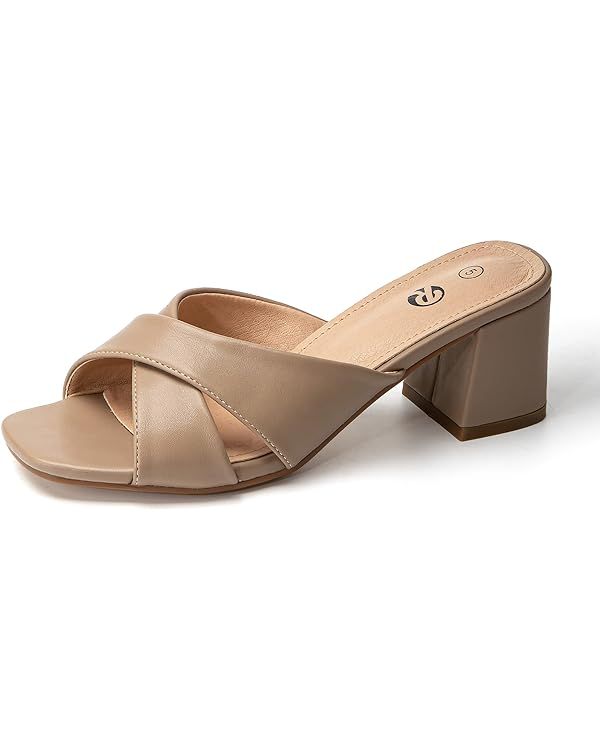 Rekayla Heeled Sandals Women Comfortable, Square Toe Sandals Comfy Mule Shoes Chunky Block Heels ... | Amazon (US)