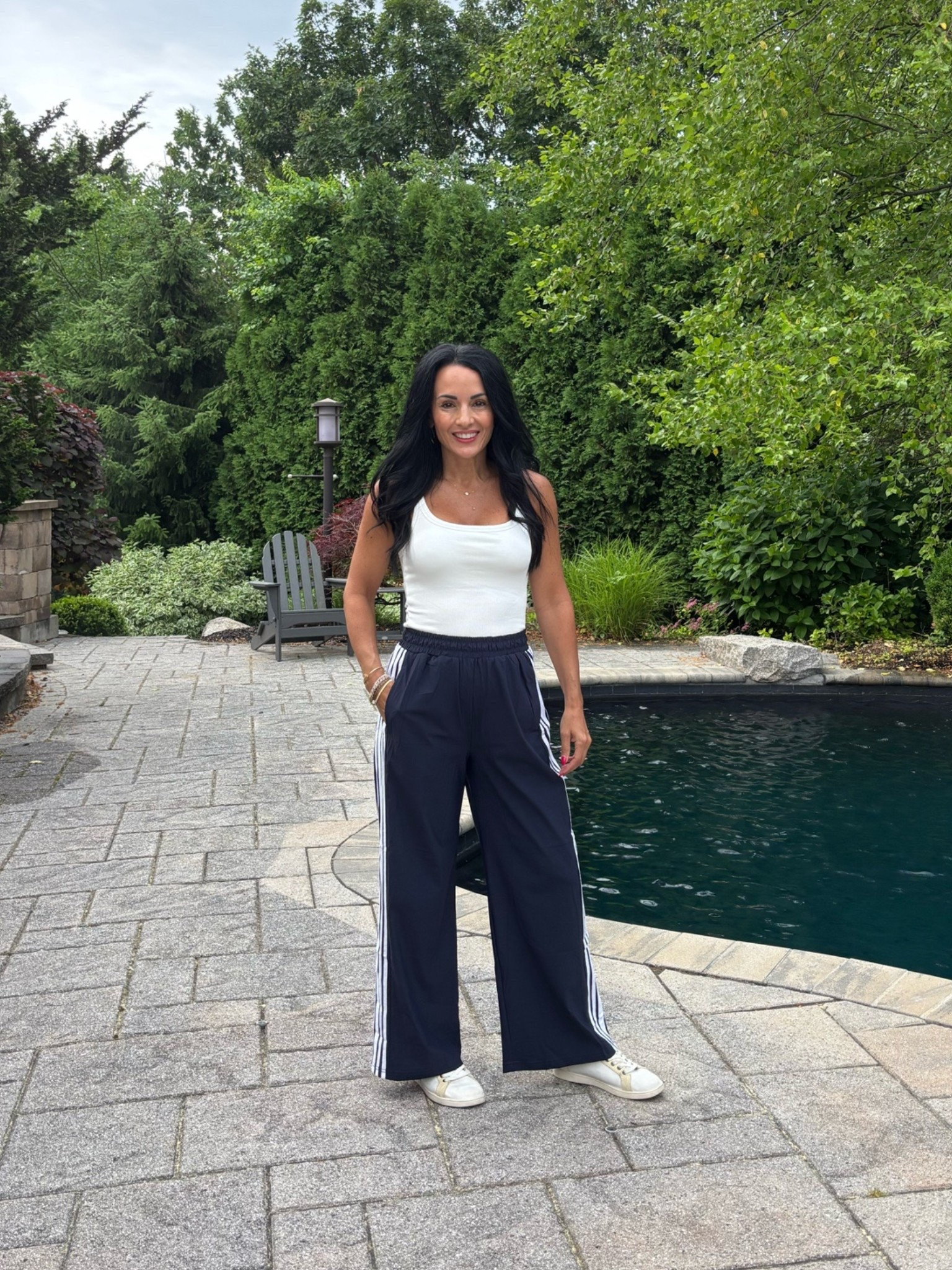 Amazon track pants 
Ribbed tank top with built in bra

#LTKootd #LTKSaleAlert #LTKActive