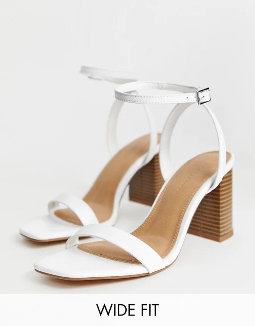 ASOS DESIGN Wide Fit Hong Kong barely there block heeled sandals in white | ASOS US