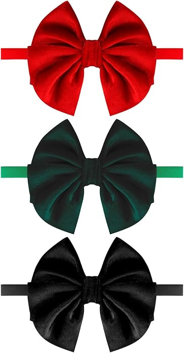 CUBACO Baby Girl Bows Headband, 3PCS Christmas Headbands for Girls Nylon Hair Ties Red Green Velv... | Amazon (US)