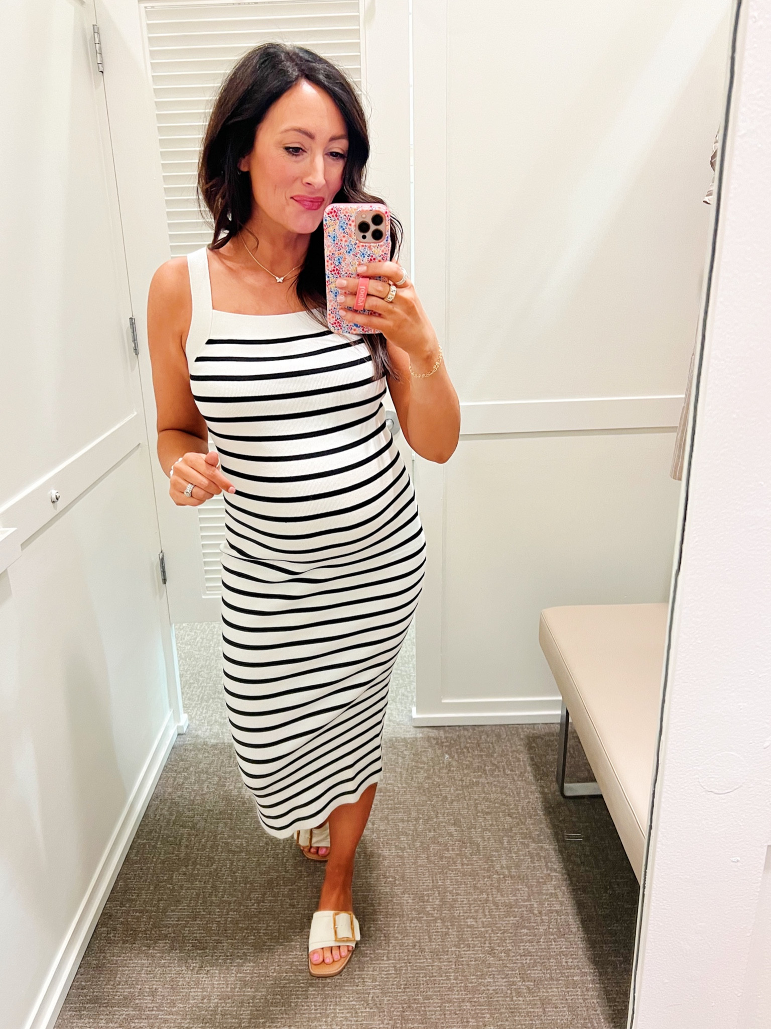 LOFT TRY ON :: 
• true size small stretchy dress
• sandals true to size 

#LTKsalealert #LTKunder50 #LTKbump