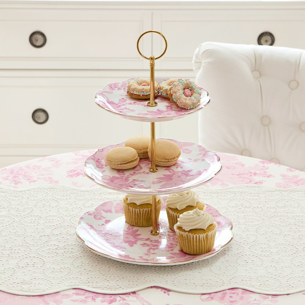 LoveShackFancy Porcelain Three-Tier Plate Stand | Pottery Barn Teen