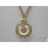 Vintage Gold Tone Pendant Necklace | 2141 Crown, Bow, & Shields | Etsy (US)