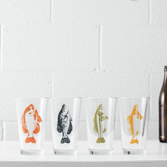 Gone Fishin' Pint Glassware- SET of 2 | Etsy (US)