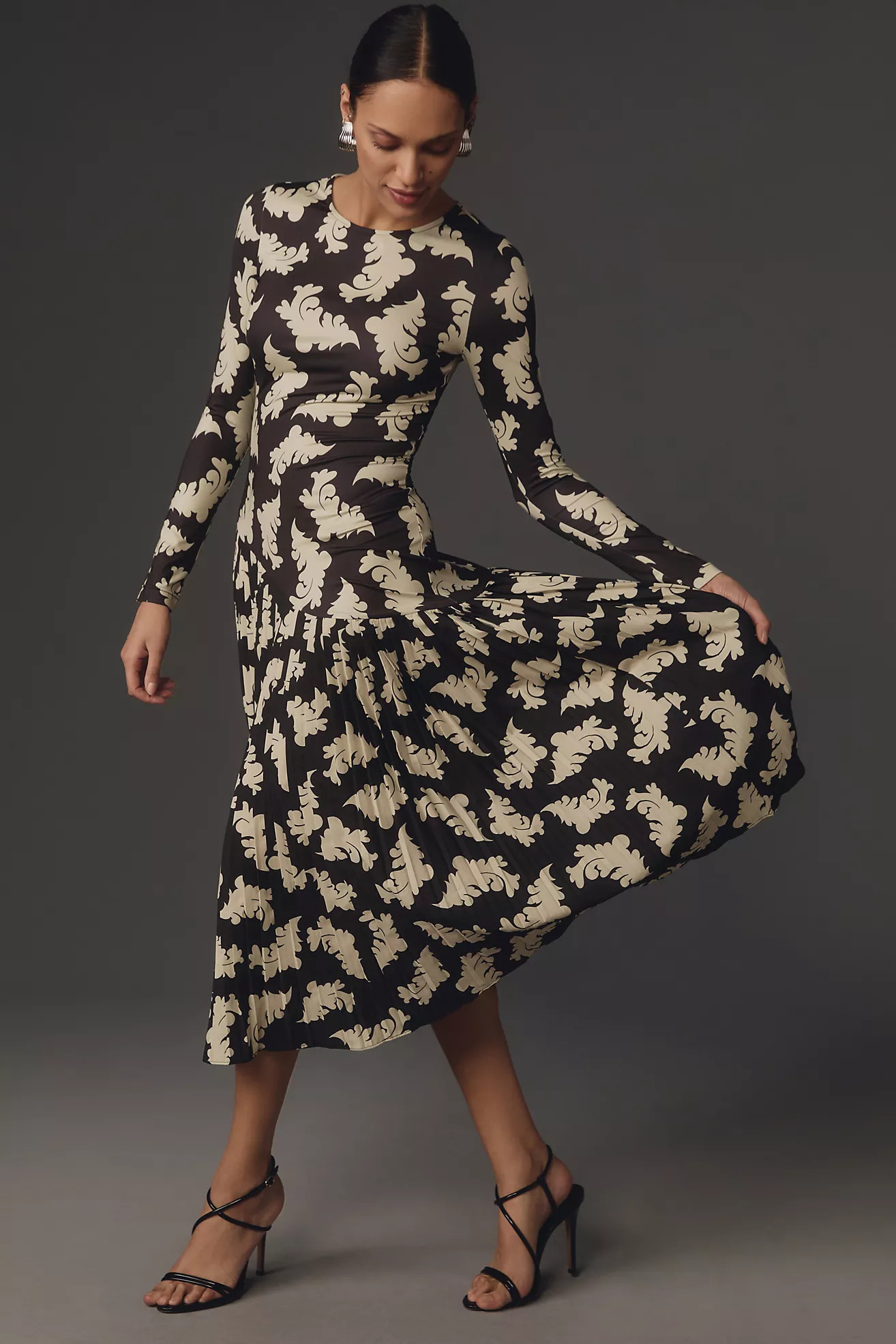 Dhruv Kapoor Long-Sleeve Pleated Midi Dress | Anthropologie (US)