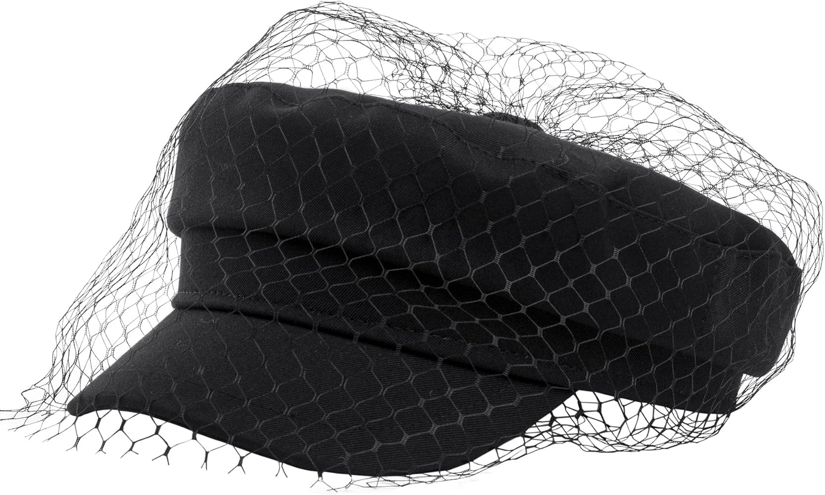 Beret Hats for Women PU Leather Newsboy Fiddler Cap with Veil Casual Baker Boy Captain Hat | Amazon (US)