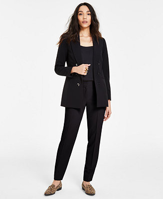 Women's Faux Double-Breasted Boyfriend Jacket, Scoop-Neck Camisole & Straight-Leg Dress Pants | Macy's