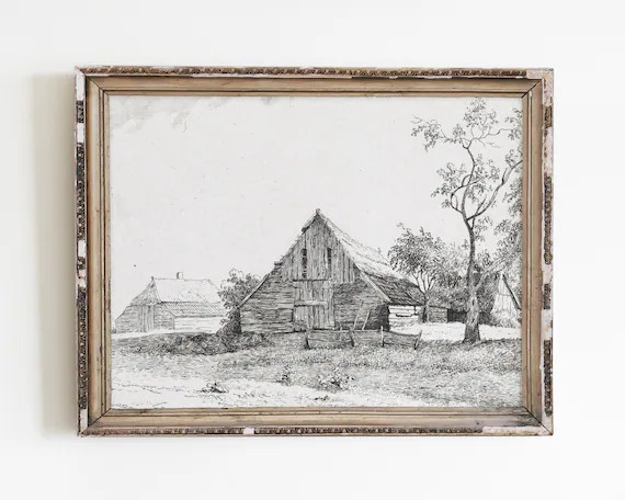 Read the full title
    Vintage farmhouse print, Minimalist wall art, ink sketch art, vintage wal... | Etsy (US)