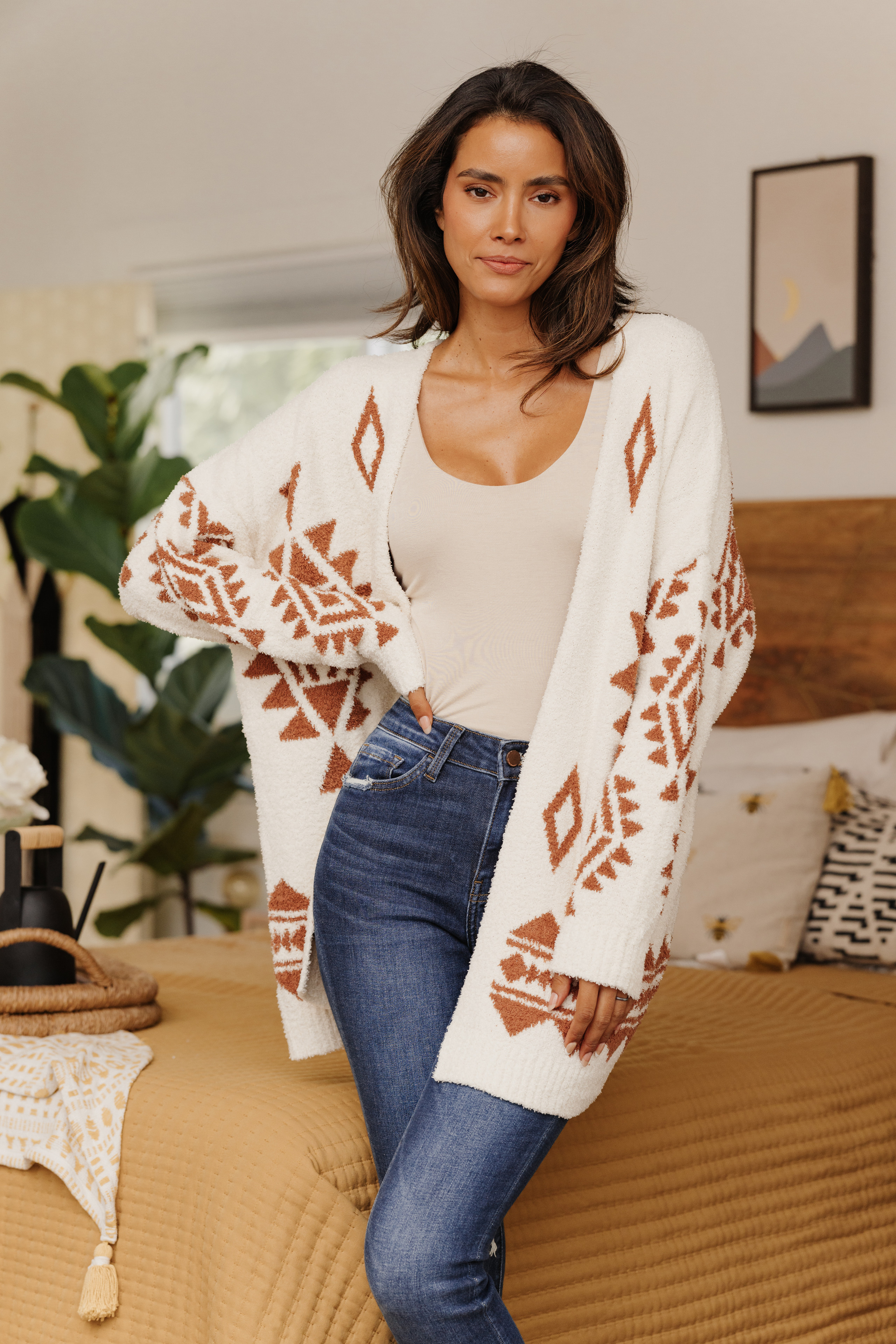 Ivory & Camel Printed CozyKnit Cardigan | Magnolia Boutique