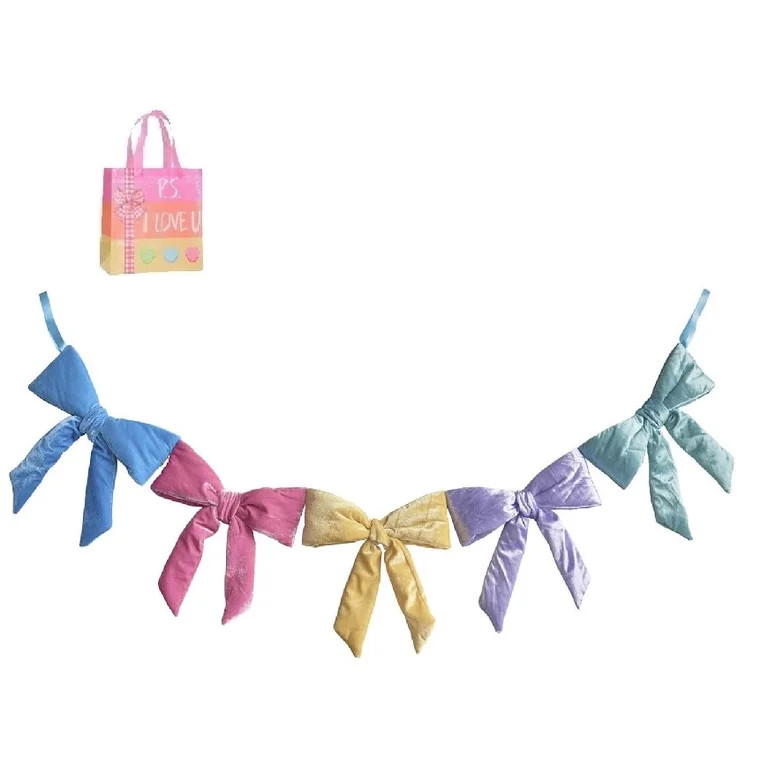Easter Decorations for Home, 6.5ft Pastel Velvet Bow Garland Spring Party Decor for Table, Mantel... | Walmart (US)