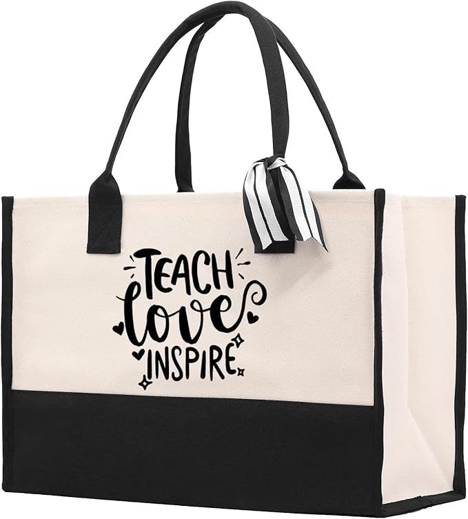 Teacher Cotton Canvas Tote Bag Gift for Teacher Stuff Tote Teacher Floral Tote | Amazon (US)