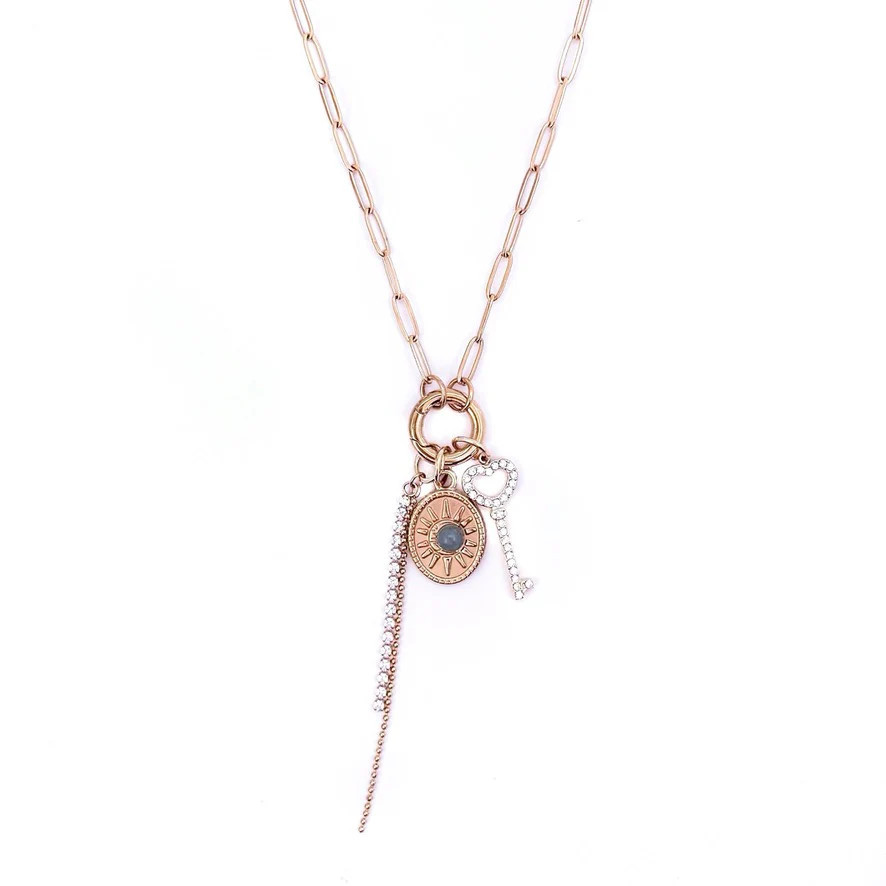 Antonia Gold Paperclip Chain Charm Necklace - Beljoy Jewelry | BÉLJOY