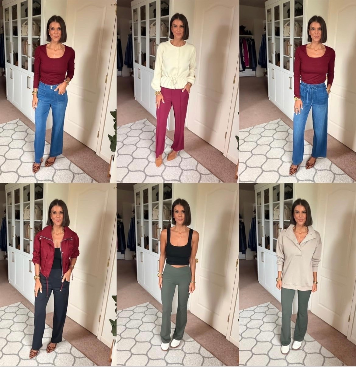 Amazon pull on pants/jeans! I’m 5’5 and in size small in all. Size xs in black tank with built in bra