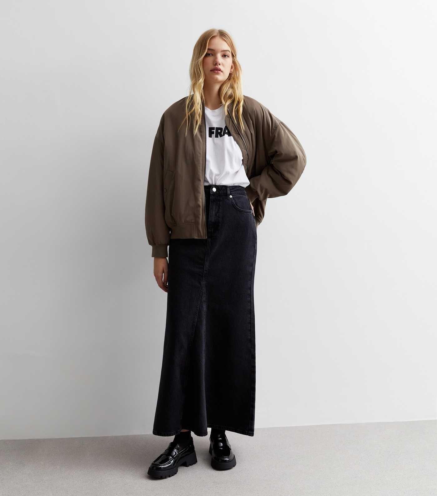Black Denim Flared Maxi Skirt | New Look | New Look (UK)