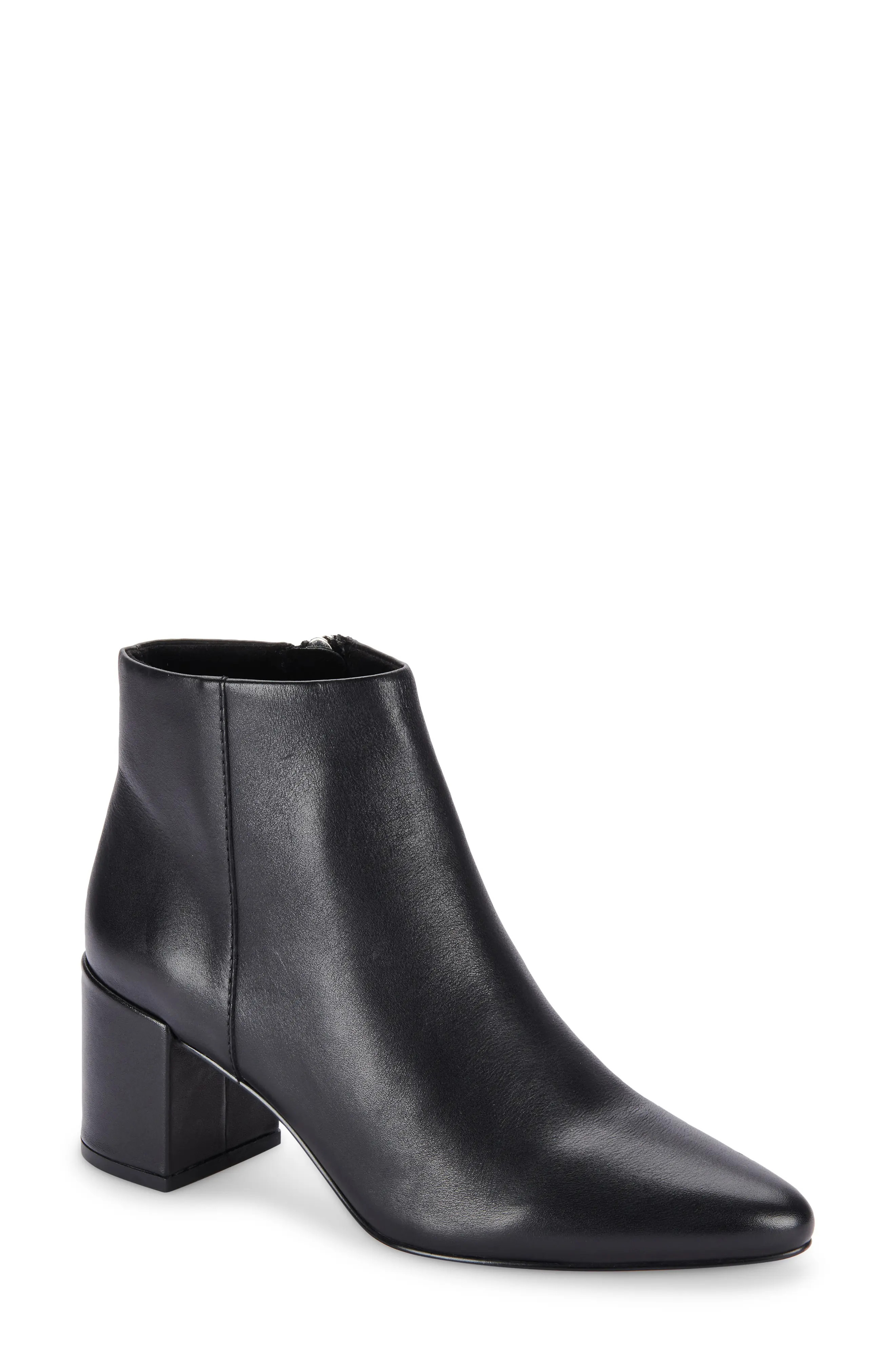 Blondo Tasel Waterproof Block Heel Bootie in Black Leather at Nordstrom, Size 8.5 | Nordstrom
