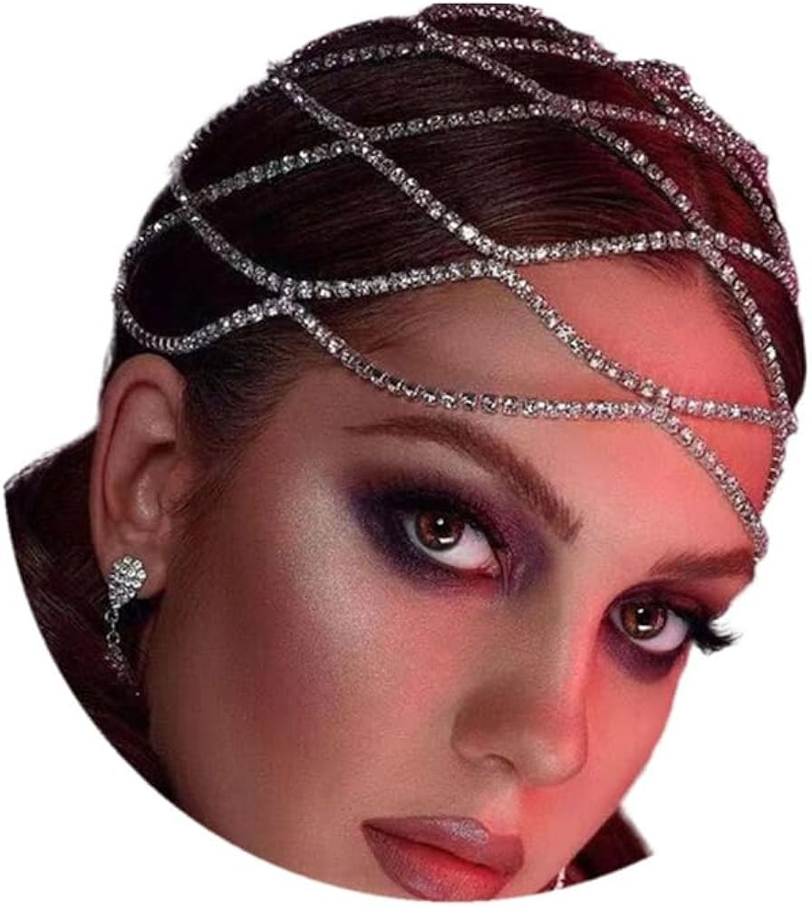 Fdesigner Rhinestone Headpieces Cap Vintage Crystal Head Chain Wedding Flapper Hair Jewelry Gatsb... | Amazon (US)