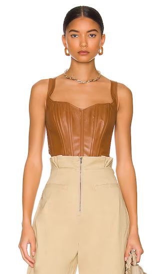 Vegan Leather Corset Bustier in Tan | Revolve Clothing (Global)