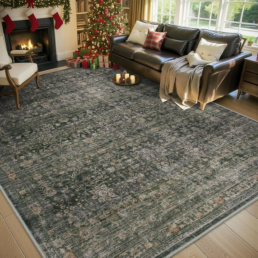 MontVoo-Vintage Area Rug 5X7 Green Rugs for Living Room-Soft Distressed Printed Rugs for Bedroom-... | Amazon (US)