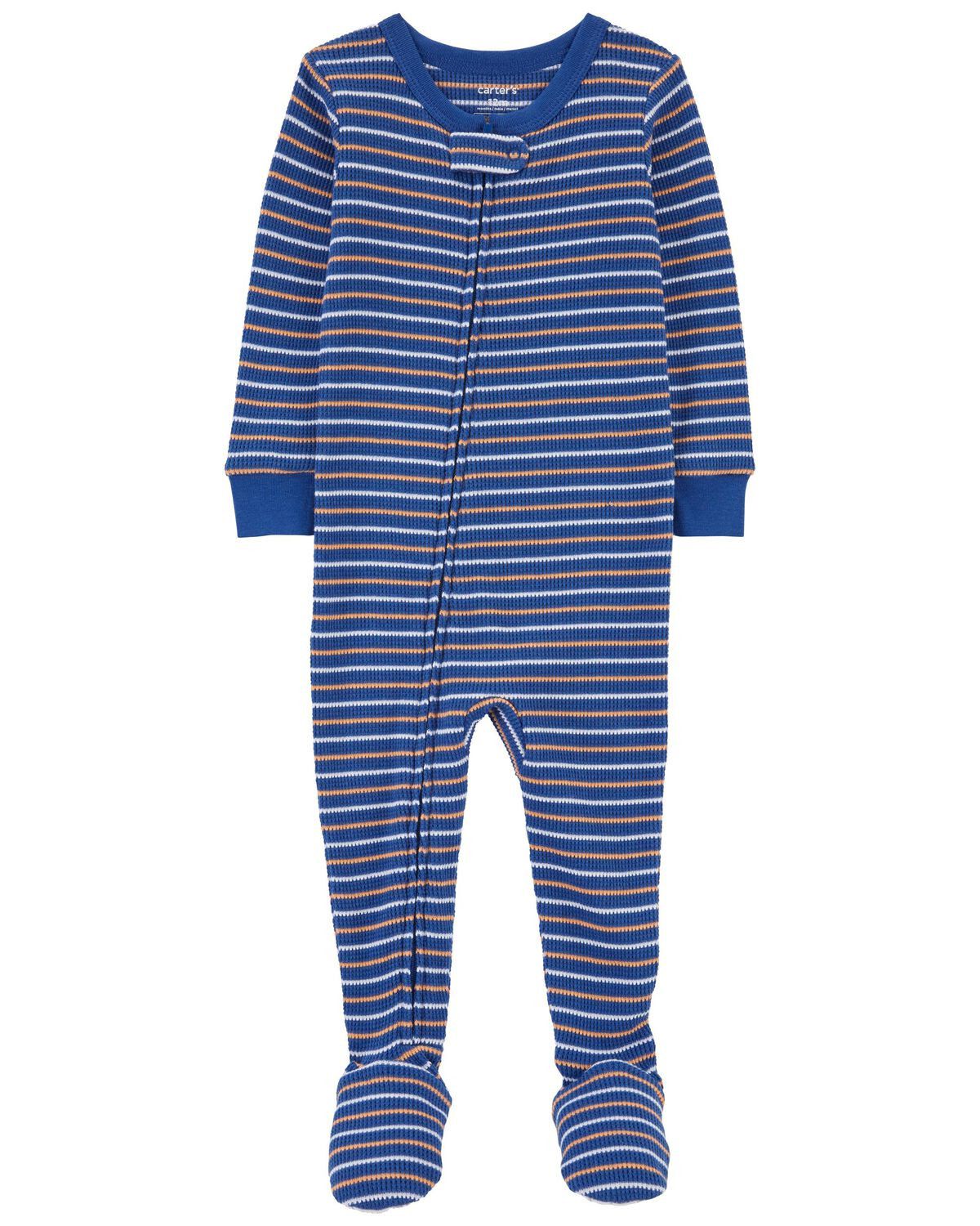 Blue/Red Toddler 1-Piece Striped Thermal Footie Pajamas | carters.com | Carter's