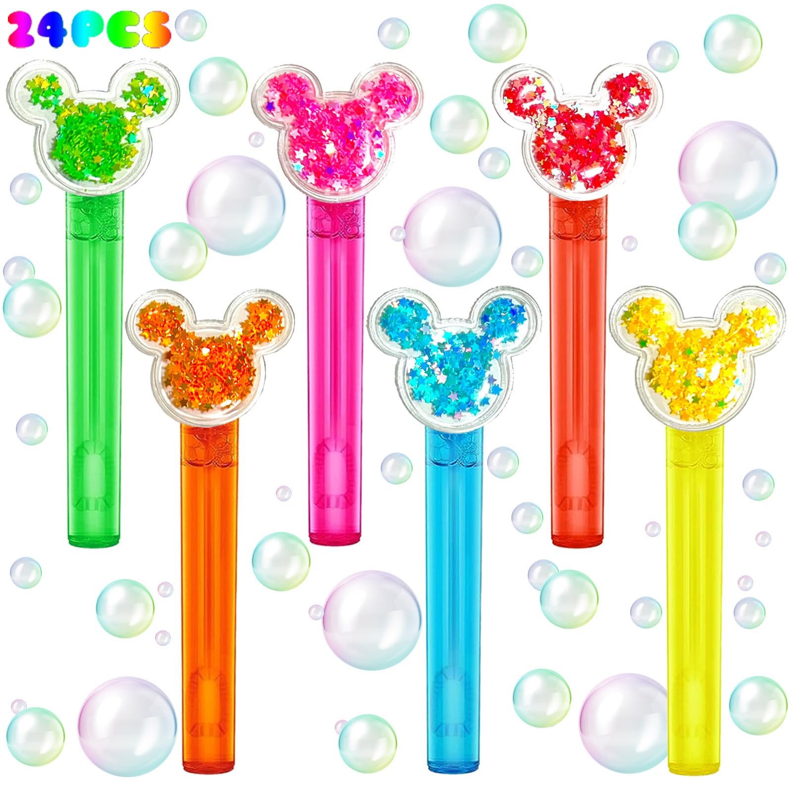 Mouse Party Favors 24Pcs Glitter Mouse Ear Bubble Wands for Kids Cute Bubble Wand for Birthday Pa... | Amazon (US)