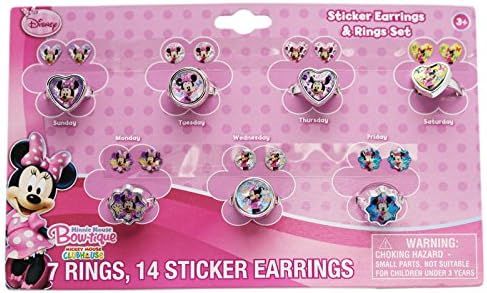 Minnie Mouse Disney's Kids Ring and Sticker Earring Set (7pc) | Amazon (US)